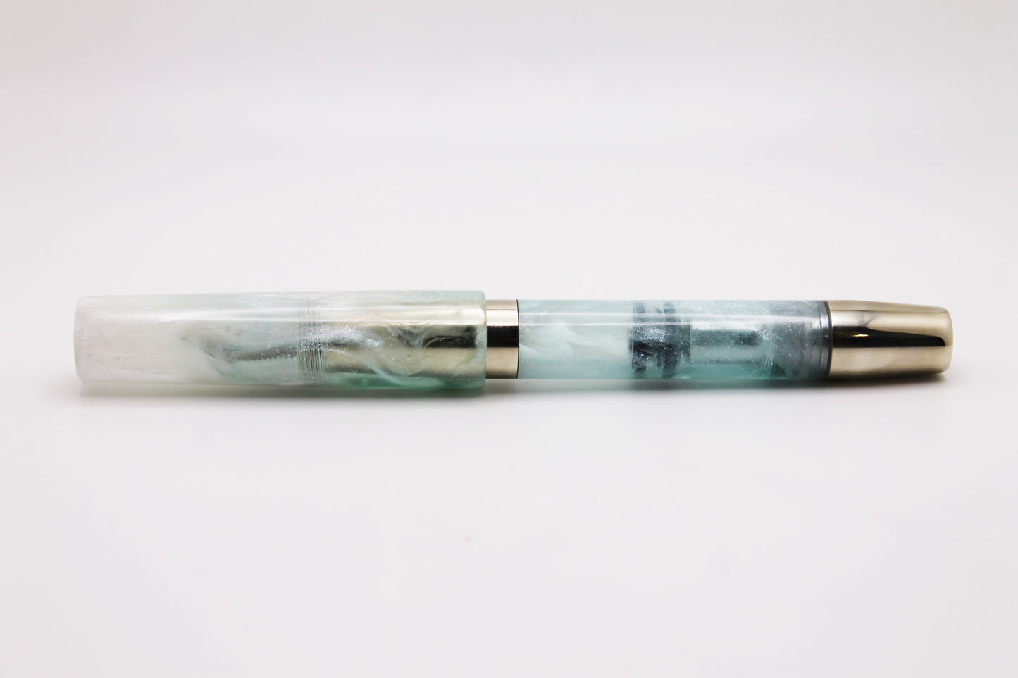 Ferryman Piston Filler in Frosted Blue and Nickel Silver
