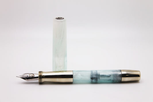 Ferryman Piston Filler in Frosted Blue and Nickel Silver